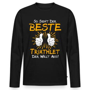 Triathlete Gift Idea - Men's Premium Organic Long Sleeve Shirt - black - Front - Nico (187cm)
