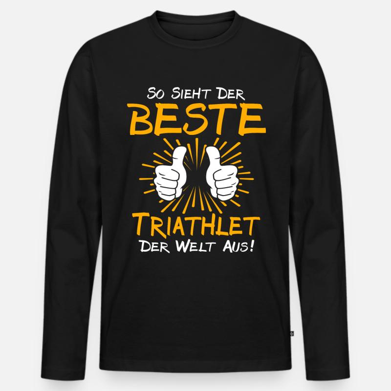 Triathlet Geschenkidee - Männer Premium Bio Langarmshirt - Schwarz