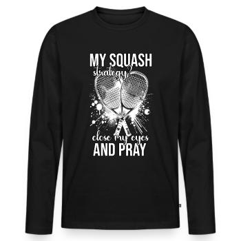 Funny Squash Saying - Men's Premium Organic Long Sleeve Shirt - black - Front - Nico (187cm)