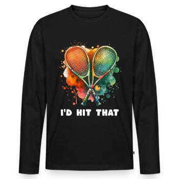 Squash Sayings - Men's Premium Organic Long Sleeve Shirt - black - Front - Nico (187cm)
