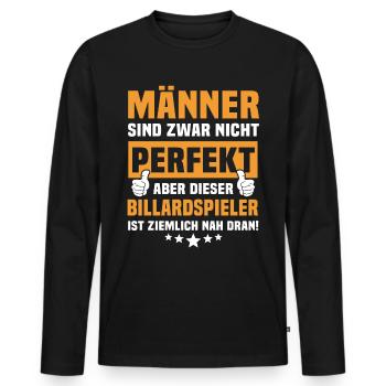 Lustige Billardspieler Sprüche - Männer Premium Bio Langarmshirt - Schwarz - Vorne - Nico (187cm)