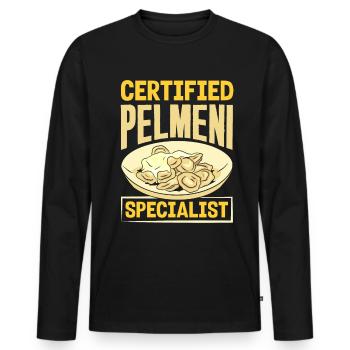 Pelmeni russes, quenelles russes - T-shirt manches longues Premium bio Homme - noir - Devant - Nico (187cm)