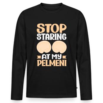 Russian pelmeni Russian dumplings - Men's Premium Organic Long Sleeve Shirt - black - Front - Nico (187cm)
