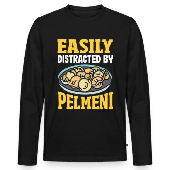 Pelmeni russes, quenelles russes - T-shirt manches longues Premium bio Homme - noir - Devant - Nico (187cm)