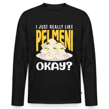 Pelmeni russes, quenelles russes - T-shirt manches longues Premium bio Homme - noir - Devant - Nico (187cm)