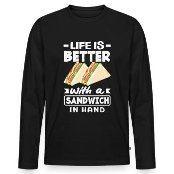 Sandwich Sandwich Snack Célébration - T-shirt manches longues Premium bio Homme - noir - Devant - Nico (187cm)