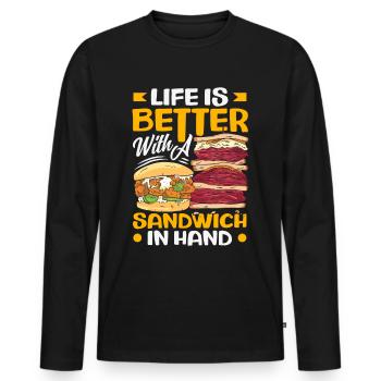Sandwich Sandwich Snack Célébration - T-shirt manches longues Premium bio Homme - noir - Devant - Nico (187cm)