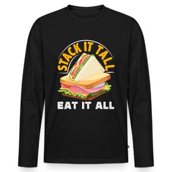 Sandwich Sandwich Snack Célébration - T-shirt manches longues Premium bio Homme - noir - Devant - Nico (187cm)