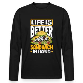 Sandwich Sandwich Snack Célébration - T-shirt manches longues Premium bio Homme - noir - Devant - Nico (187cm)