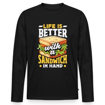 Sandwich Sandwich Snack Célébration - T-shirt manches longues Premium bio Homme - noir - Devant - Nico (187cm)