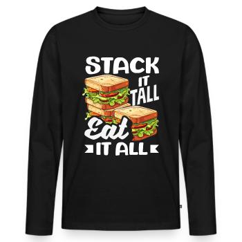 Sandwich Sandwich Snack Célébration - T-shirt manches longues Premium bio Homme - noir - Devant - Nico (187cm)