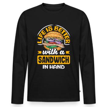 Sandwich Sandwich Snack Célébration - T-shirt manches longues Premium bio Homme - noir - Devant - Nico (187cm)