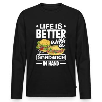 Sandwich Sandwich Snack Célébration - T-shirt manches longues Premium bio Homme - noir - Devant - Nico (187cm)