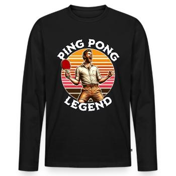 Ping Pong Legende - Männer Premium Bio Langarmshirt - Schwarz - Vorne - Nico (187cm)