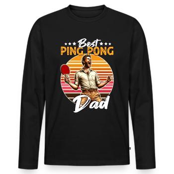 Ping Pong Papa - Männer Premium Bio Langarmshirt - Schwarz - Vorne - Nico (187cm)