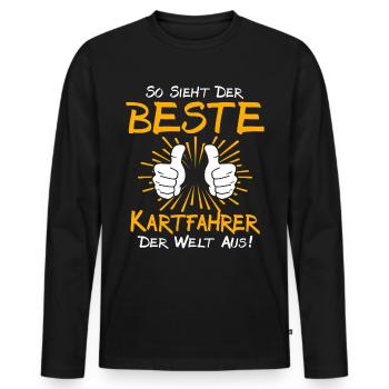 Kartfahrer Geschenkidee - Männer Premium Bio Langarmshirt - Schwarz - Vorne - Nico (187cm)