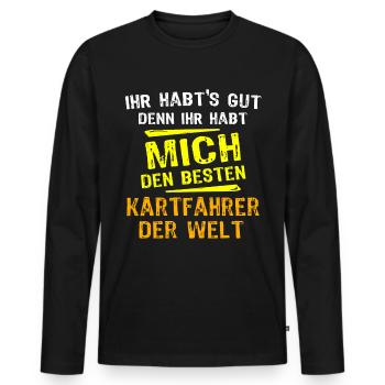 Cadeau de pilote de kart - T-shirt manches longues Premium bio Homme - noir - Devant - Nico (187cm)