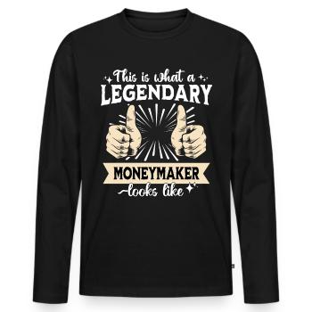 Legendary moneymaker - Men's Premium Organic Long Sleeve Shirt - black - Front - Nico (187cm)