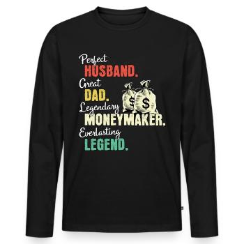 Geldverdiener Papa - Männer Premium Bio Langarmshirt - Schwarz - Vorne - Nico (187cm)