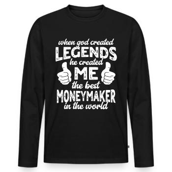 Best Money Maker Legend - Men's Premium Organic Long Sleeve Shirt - black - Front - Nico (187cm)