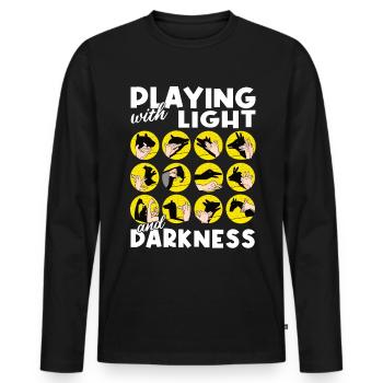 Hand Shadow Puppet Show Puppets - Men's Premium Organic Long Sleeve Shirt - black - Front - Nico (187cm)