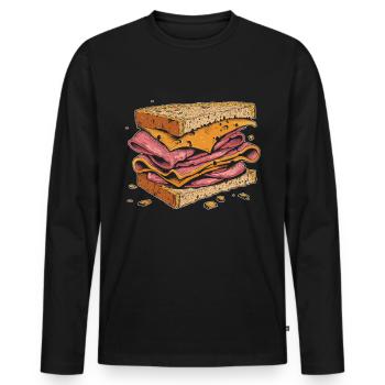 Sandwich Sandwich Snack Célébration - T-shirt manches longues Premium bio Homme - noir - Devant - Nico (187cm)