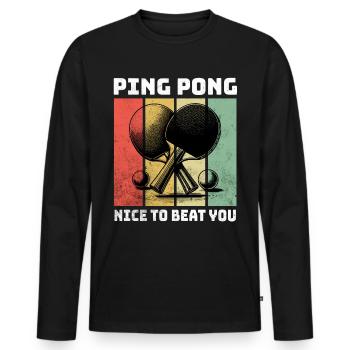 Ping Pong Tischtennis - Männer Premium Bio Langarmshirt - Schwarz - Vorne - Nico (187cm)