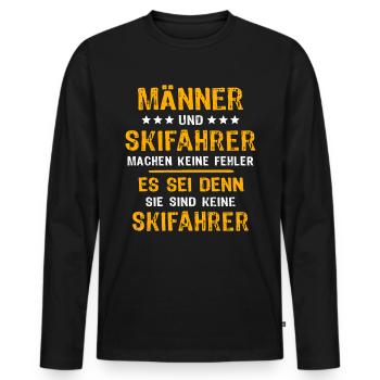 Skiers Skiing - Men's Premium Organic Long Sleeve Shirt - black - Front - Nico (187cm)