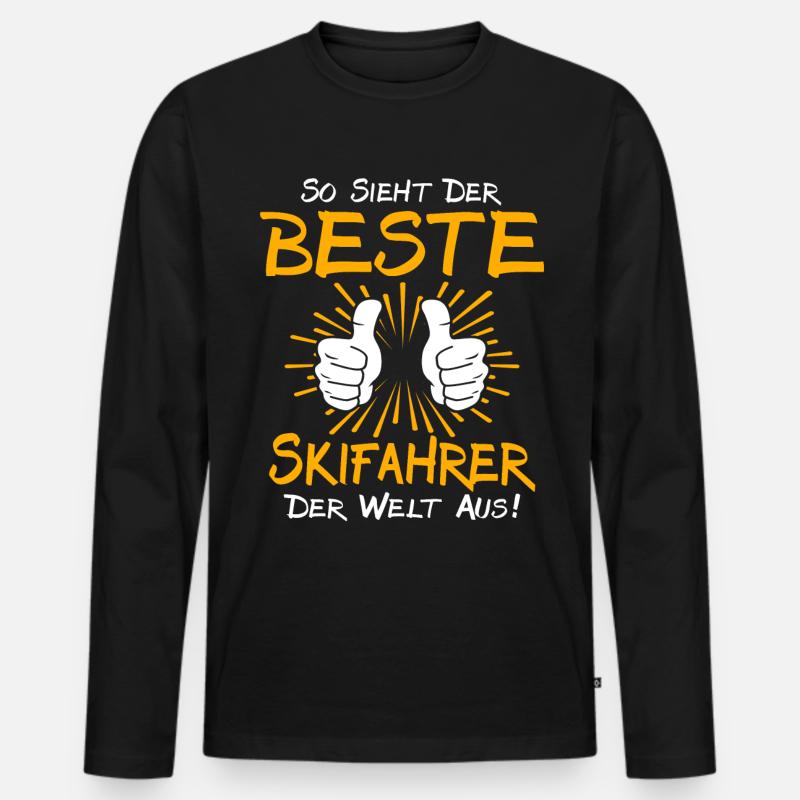 Skifahrer Geschenkidee - Männer Premium Bio Langarmshirt - Schwarz
