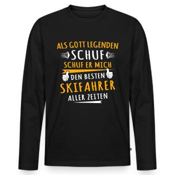 Skieur - T-shirt manches longues Premium bio Homme - noir - Devant - Nico (187cm)