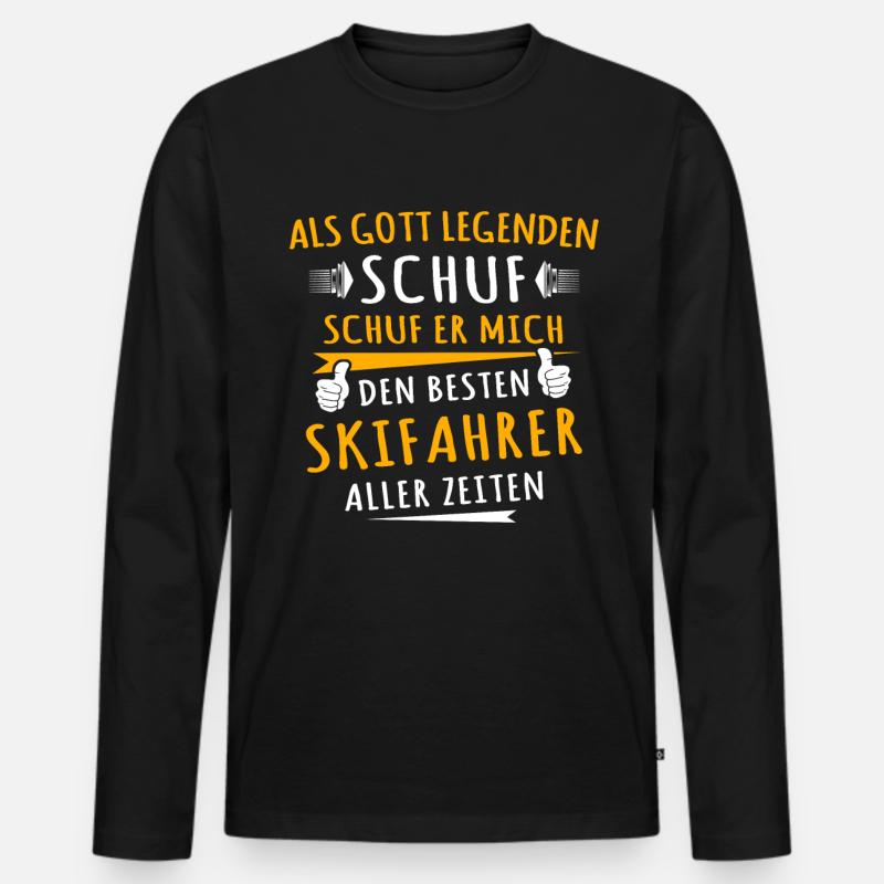 Skifahrer - Männer Premium Bio Langarmshirt - Schwarz