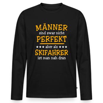 Skiers Skiing - Men's Premium Organic Long Sleeve Shirt - black - Front - Nico (187cm)