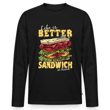 Sandwich Sandwich Snack Célébration - T-shirt manches longues Premium bio Homme - noir - Devant - Nico (187cm)