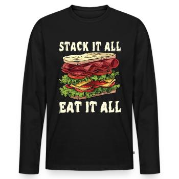 Sandwich Sandwich Snack Célébration - T-shirt manches longues Premium bio Homme - noir - Devant - Nico (187cm)