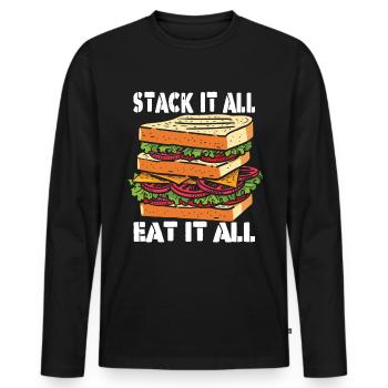 Sandwich Sandwich Snack Célébration - T-shirt manches longues Premium bio Homme - noir - Devant - Nico (187cm)