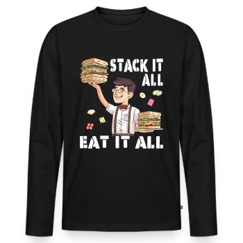 Sandwich Sandwich Snack Célébration - T-shirt manches longues Premium bio Homme - noir - Devant - Nico (187cm)