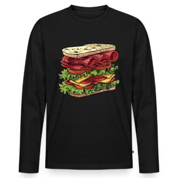 Sandwich Sandwich Snack Célébration - T-shirt manches longues Premium bio Homme - noir - Devant - Nico (187cm)