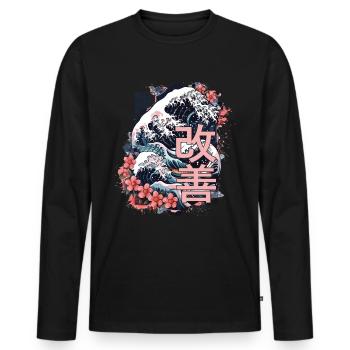 Hiragana Katakana Kaizen-methode Kaizen - Männer Premium Bio Langarmshirt - Schwarz - Vorne - Nico (187cm)
