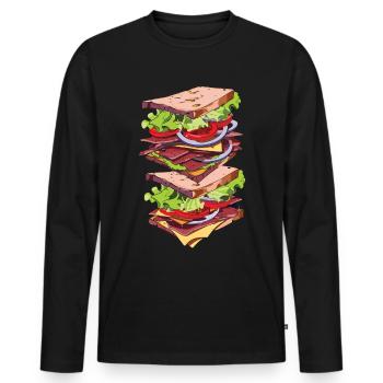 Sandwich Sandwich Snack Célébration - T-shirt manches longues Premium bio Homme - noir - Devant - Nico (187cm)