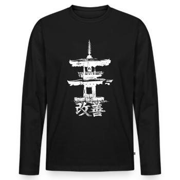 Hiragana Katakana Kaizen-methode Kaizen - Männer Premium Bio Langarmshirt - Schwarz - Vorne - Nico (187cm)