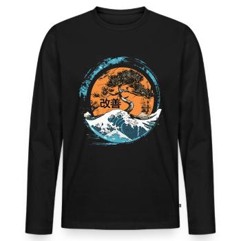 Hiragana Katakana Kaizen-methode Kaizen - Männer Premium Bio Langarmshirt - Schwarz - Vorne - Nico (187cm)