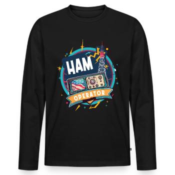 Fier opérateur radio amateur - T-shirt manches longues Premium bio Homme - noir - Devant - Nico (187cm)