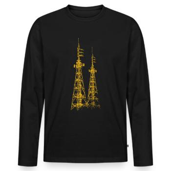 Fier opérateur radio amateur - T-shirt manches longues Premium bio Homme - noir - Devant - Nico (187cm)