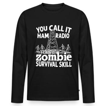 Proud amateur radio operator - Men's Premium Organic Long Sleeve Shirt - black - Front - Nico (187cm)