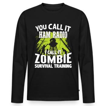 Proud amateur radio operator - Men's Premium Organic Long Sleeve Shirt - black - Front - Nico (187cm)
