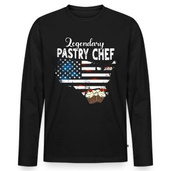 Pastry Chef US - Men's Premium Organic Long Sleeve Shirt - black - Front - Nico (187cm)
