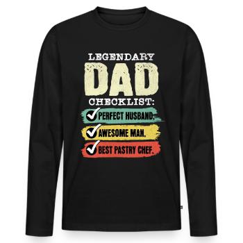 Dad Pastry Chef Father's Day - Men's Premium Organic Long Sleeve Shirt - black - Front - Nico (187cm)