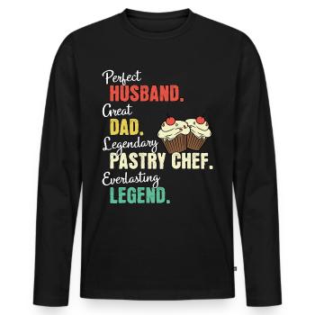 Pastry Chef Dad - Men's Premium Organic Long Sleeve Shirt - black - Front - Nico (187cm)