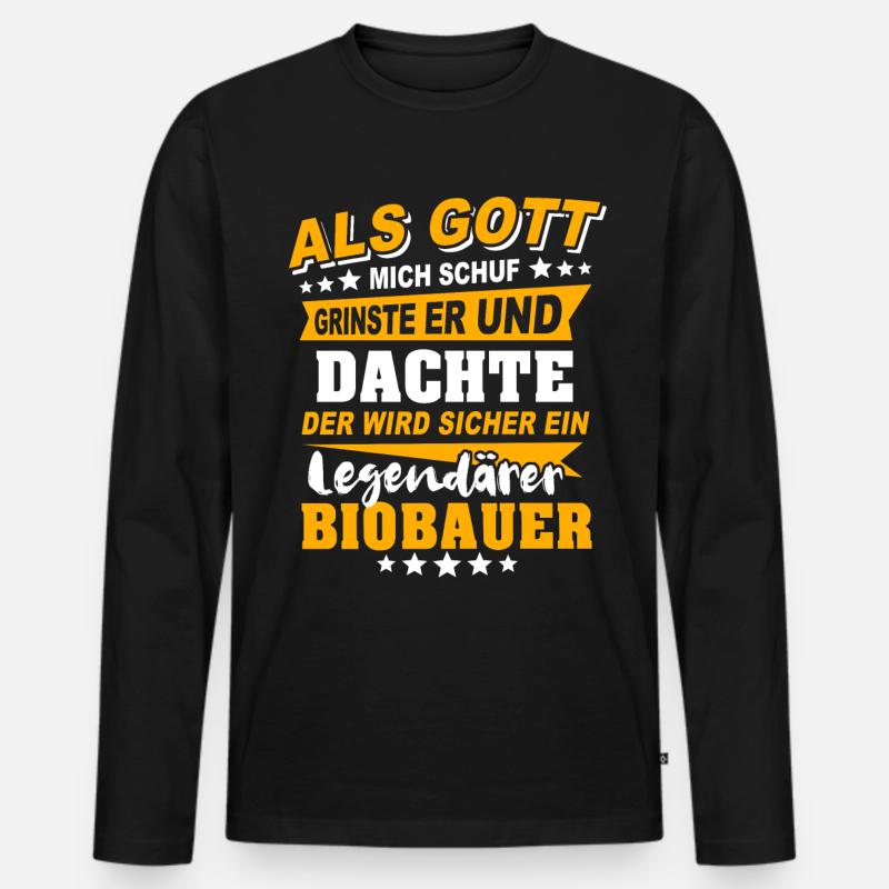 Biobauer Sprüche - Männer Premium Bio Langarmshirt - Schwarz