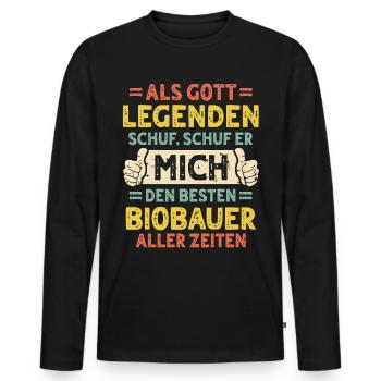 Organic farmer - Men's Premium Organic Long Sleeve Shirt - black - Front - Nico (187cm)